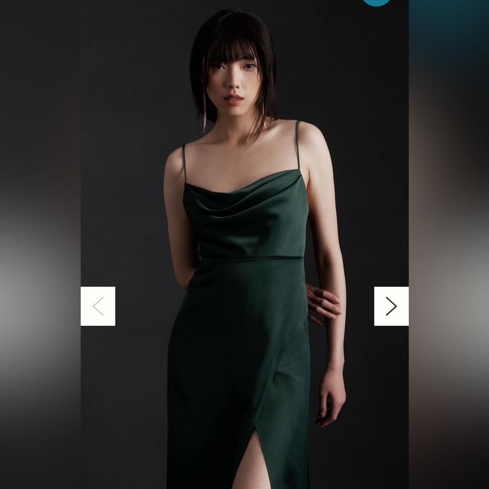 BHLDN Remy Cowl Neck Faux Wrap Satin Gown